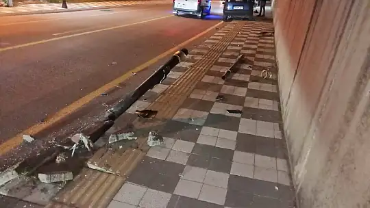 Kaldırıma çıktı, direğe çarptı