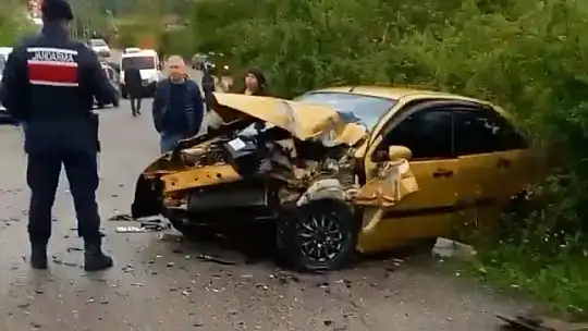 Otomobil vinç ile çarpıştı