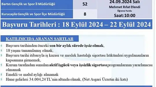 Bartın'da 60 kişi alınacak