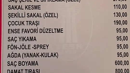 Tıraş fiyatlarına zam yapıldı