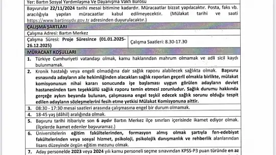 Sosyal yardımlaşma personel alacak