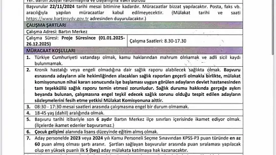 Sosyal yardımlaşma personel alacak