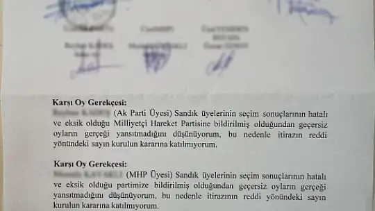 Oyların yenide sayılması için itiraz