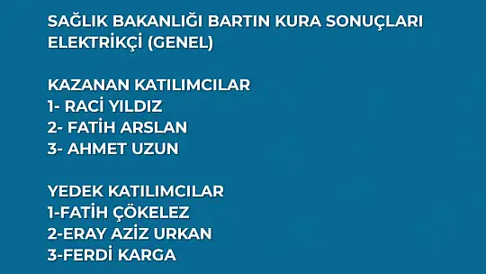 Bartın işçi alımı kura sonuçları
