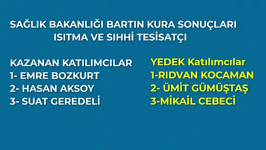 Bartın işçi alımı kura sonuçları