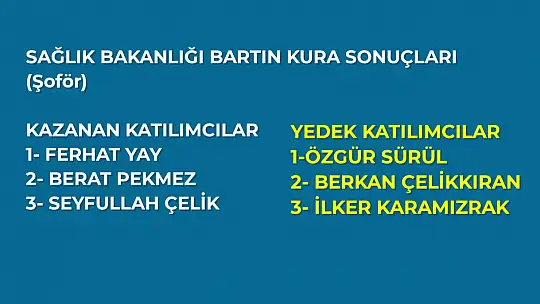 Bartın işçi alımı kura sonuçları