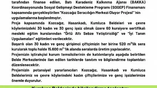 Seracılık kursu için başvurular devam ediyor