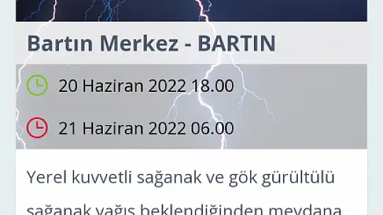 Bartın için sarı alarm