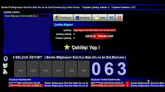 Bartın için kura sonuçları