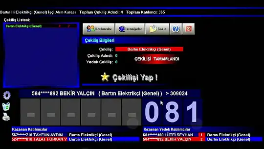 Bartın için kura sonuçları