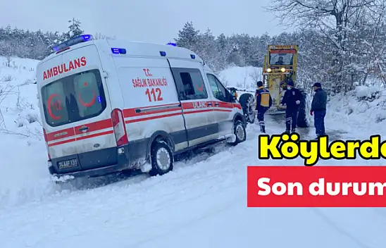 Karda mahsur kalan ambulans kurtarıldı