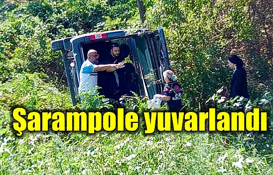 Mıcırlı yolda şarampole yuvarlandı