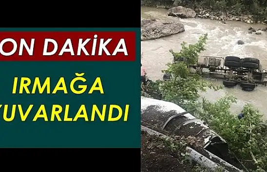 Beton mikseri ırmağa yuvarlandı, 2 yaralı