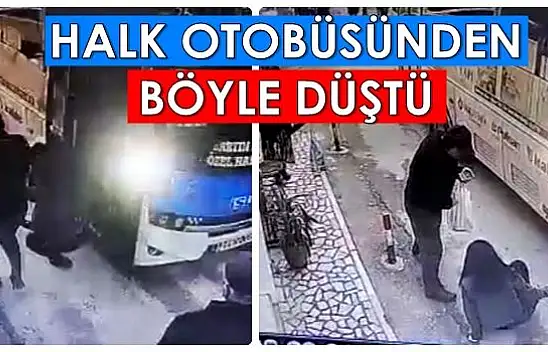 Halk otobüsünden böyle düştü