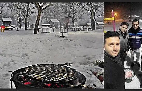 Karda Hamsi Mangal Keyfi yaptılar