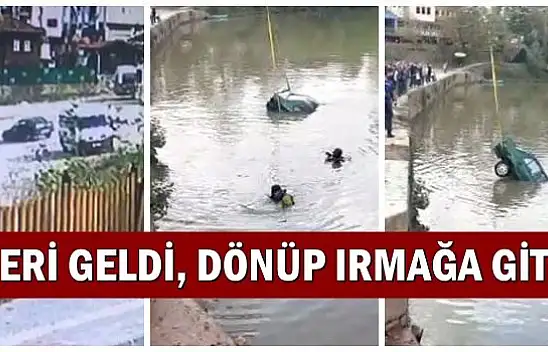 Otomobil böyle ırmağa düştü