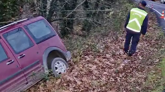 Yoldan çıktı, ağaca çarptı