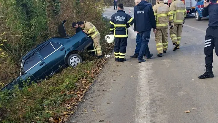 Kozcağız’da kaza, şarampole devrildi