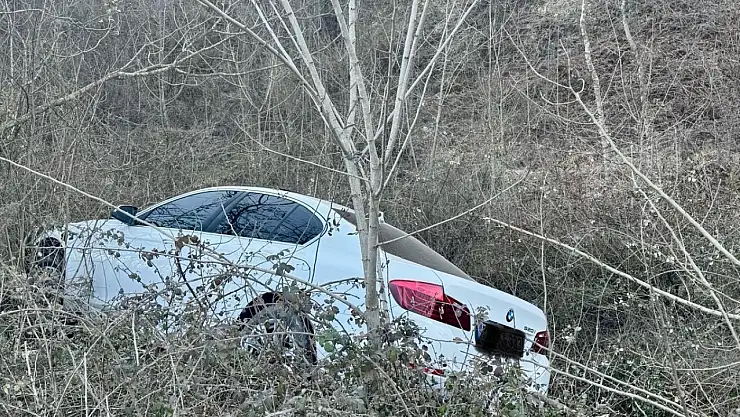 Araç çalılık alana uçtu