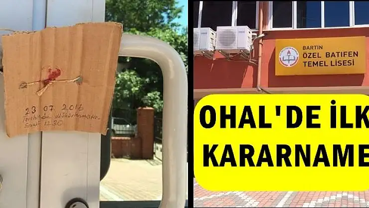 Bartın'da 3 okul, 4 dernek kapatıldı