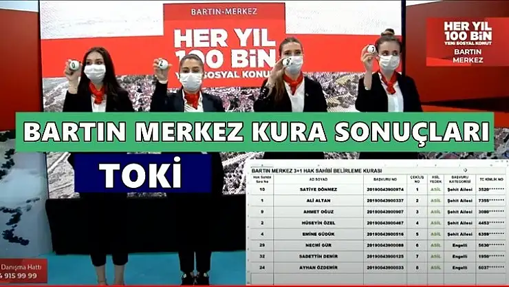 Bartın merkez TOKİ Kura sonuçları
