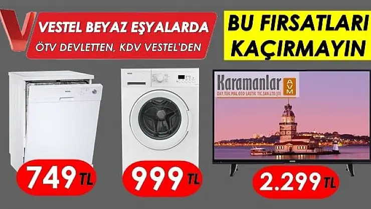 Beyaz Eşyalarda ÖTV Devletten, KDV Vestel'den