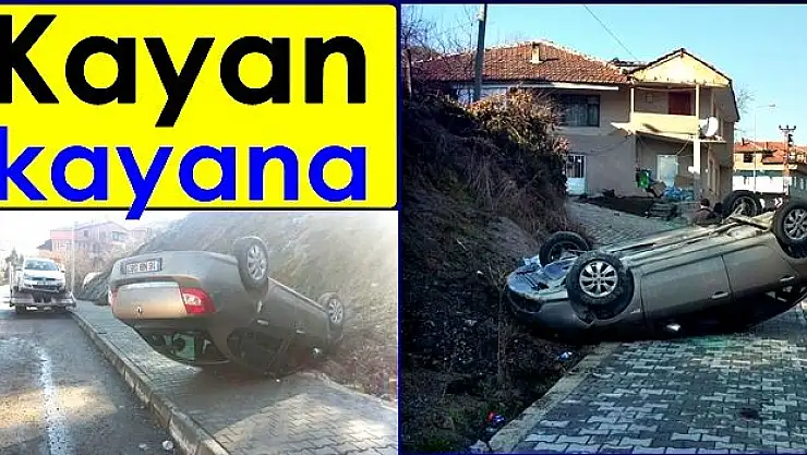 Buzlu yolda kayan otomobil takla attı