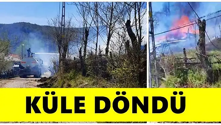Çıkan yangında ev küle döndü