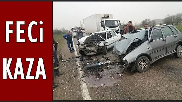 İki otomobil kafa kafaya çarpıştı!!!