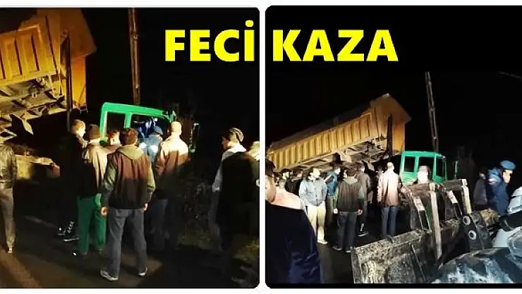 Kamyon ile direk arasına sıkıştı