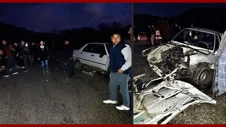 Kamyonet ile otomobil çarpıştı