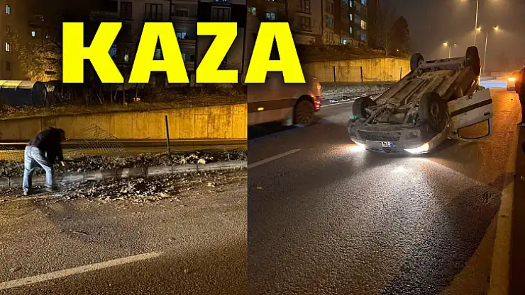 Karşı şeride geçip ters döndü