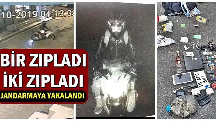Kasklı soyguncu jandarmadan kaçamadı