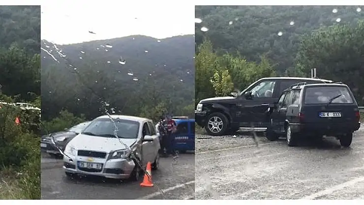 Kayganlaşan yolda kazalar peş peşe geldi