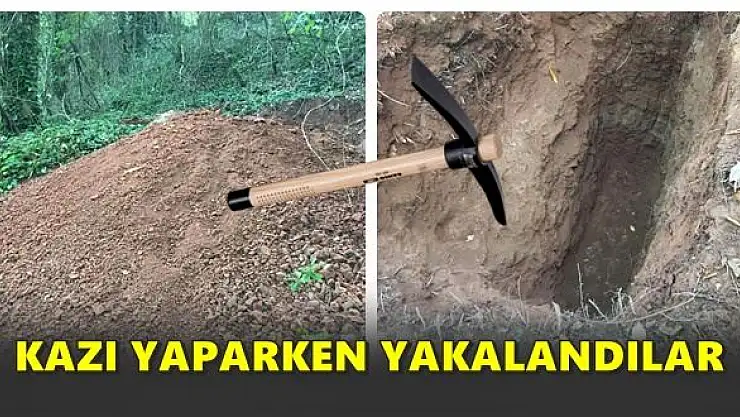Kazma kürek jandarmaya yakalandılar