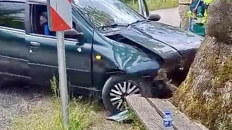 Kontrolden Çıkan araç Anıt Ağaca Çarptı