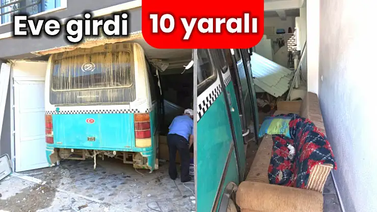 Kontrolden çıkan minibüs eve girdi