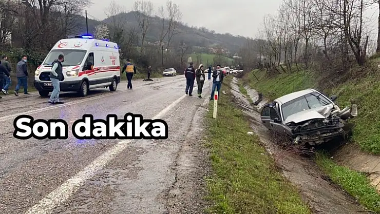 Kontrolden çıkan otomobil kanala devrildi