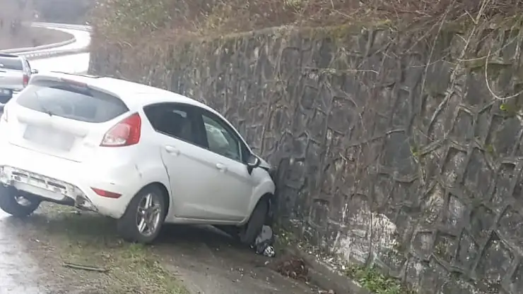 Kontrolden çıkıp duvara çarptı