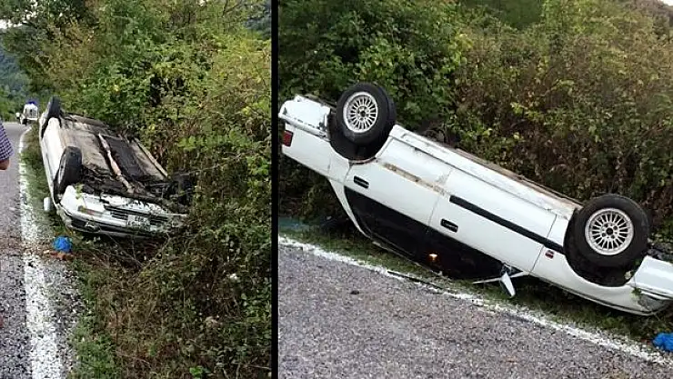Kumluca yolunda otomobil takla attı