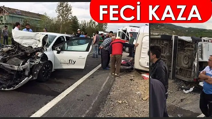 Minibüs ile otomobil çarpıştı