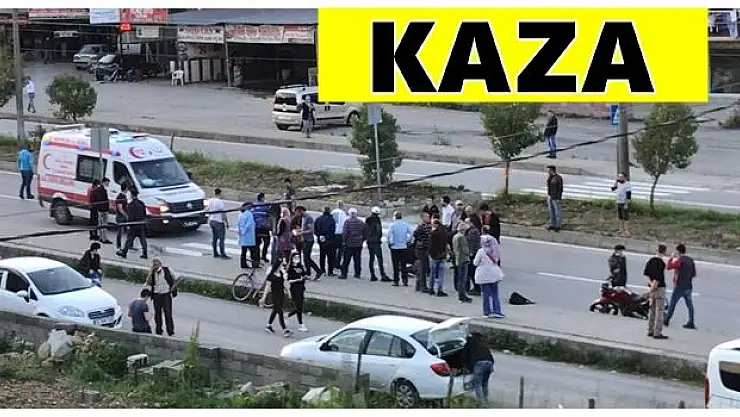 Motosiklet kadına çarptı