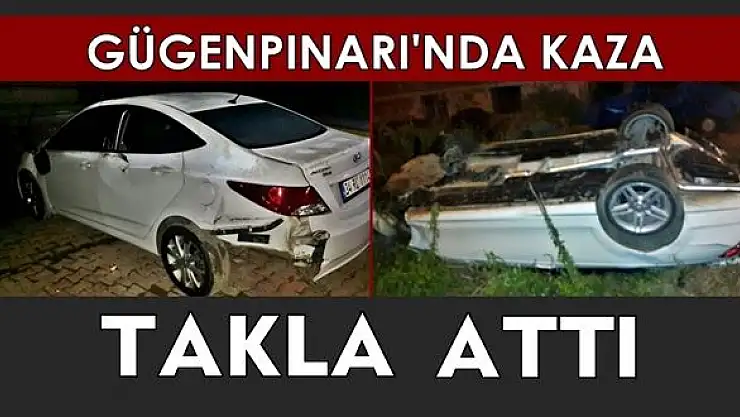 Önündeki araca çarpıp takla attı