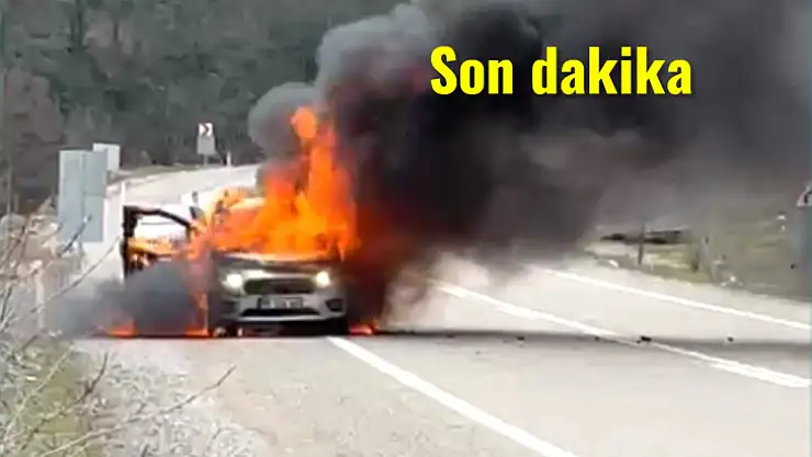 Araba alev topuna döndü