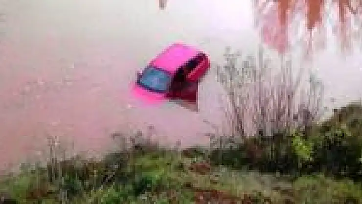 Otomobil göle uçtu, 1 kişi yaralandı