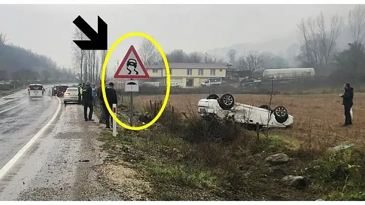 Otomobil tarlaya uçtu!