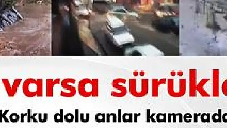 Otomobiller sel sularında böyle sürüklendi
