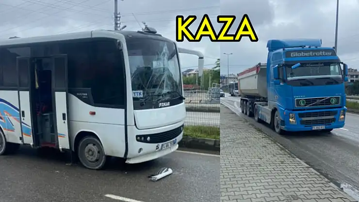 Servis minibüsü tıra çarptı