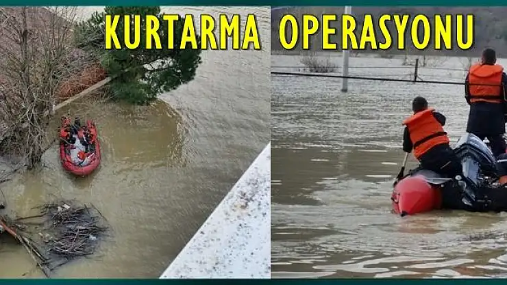 Sular yükselince mahsur kaldılar
