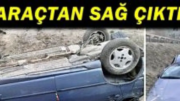 Takla atan otomobil şarampole yuvarlandı